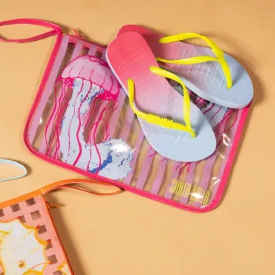 Kit Chinelo Borracha Soft Azul E Necessárie