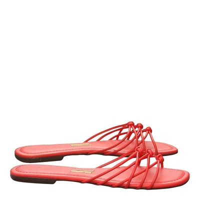 Rasteira Santorine Tiras Vermelha