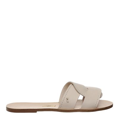 Rasteira H Couro Entrelaçada Off White