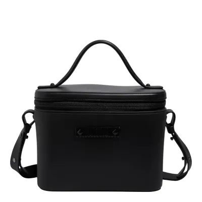 Bolsa Frasqueira Borracha Preta Alça Dupla