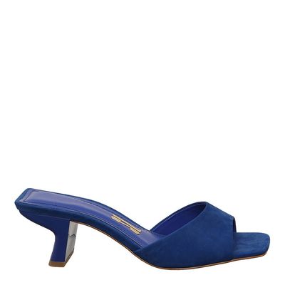 Mule Nobuck Bico Quadrado Azul