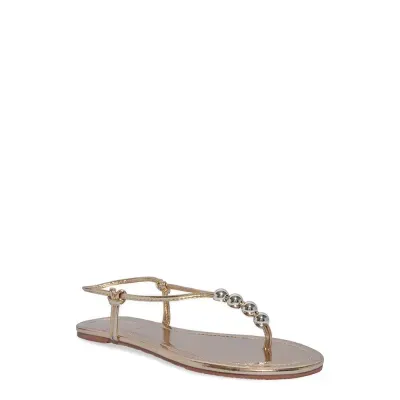 Rasteira Slim Metalizada Dourada Brilho