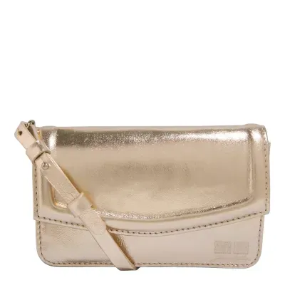 Bolsa P Couro Metalizado Ouro Claro