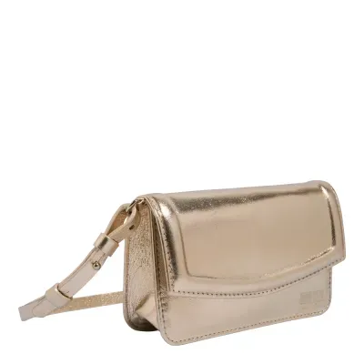 Bolsa P Couro Metalizado Ouro Claro