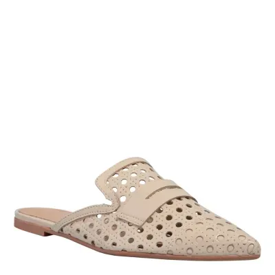 Mule Mocassim Couro Tressê Off White