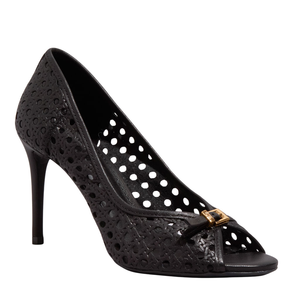 Peep Toe Couro Trisse Preto - Santa Lolla