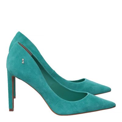 Scarpin Acamurçado Salto Alto Verde