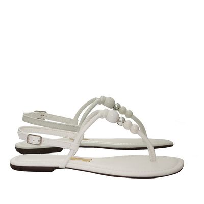 Rasteira Santorine Bico Quadrado Branca