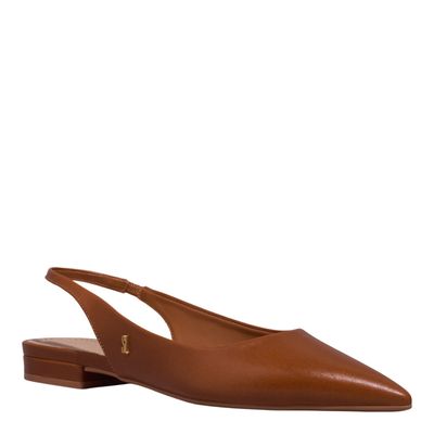 Sapatilha Slingback Couro Confort Marrom