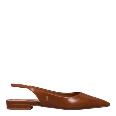 Sapatilha Slingback Couro Confort Marrom