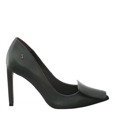 Scarpin Metal Salto Alto Verde