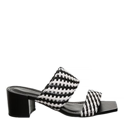 Mule Santorine Trançado Preto e Branco