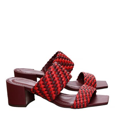 Mule Santorine Trançado Vermelho e Vinho