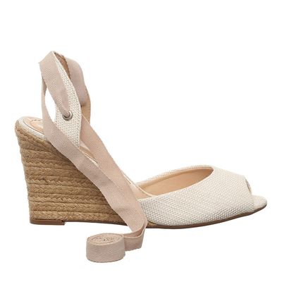Peep Toe Palha Trama Off White