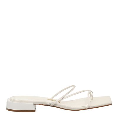 Rasteira Tiras Bico Quadrado Branco