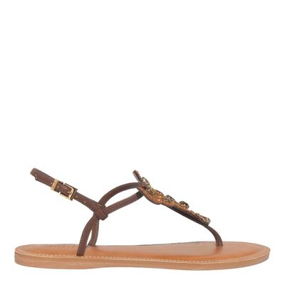 Rasteira Napa Soft Pedraria Marrom