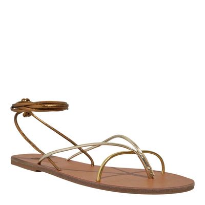 Rasteira Amarração Metalizada Dourada