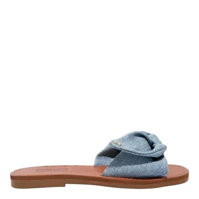 Rasteira Laço Washed Jeans Azul Blue