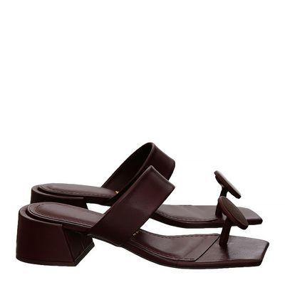 Mule Couro Geométrica Vinho