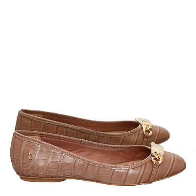 Sapatilha Croco Corrente Bege