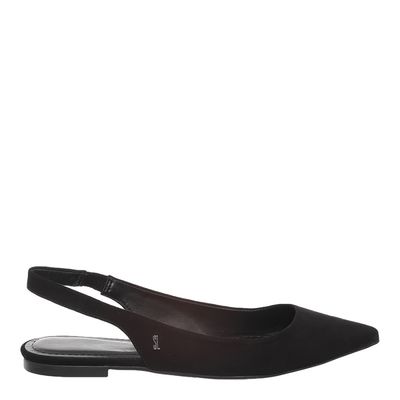 Sapatilha Acamurçada Slingback Preta