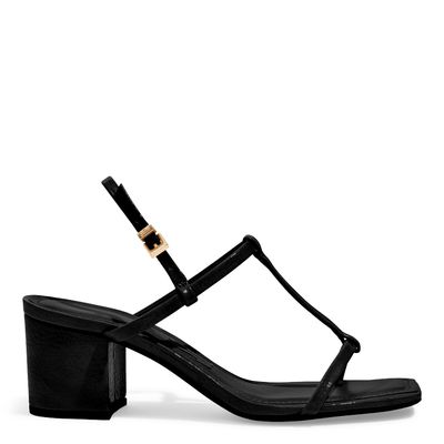 Sandália Verniz Glossy Salto Bloco Preta