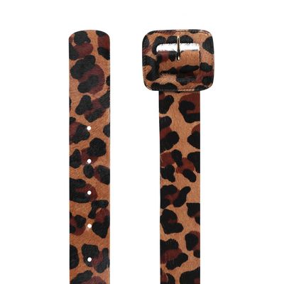 Cinto Couro Quadrado Pêlo Animal Print