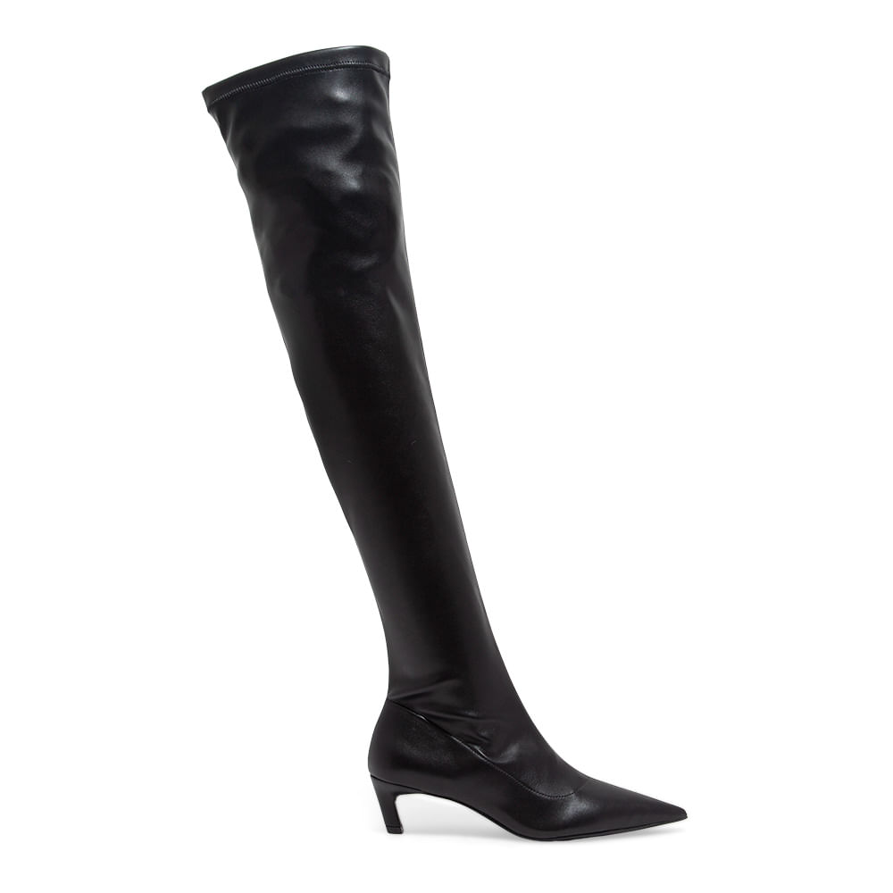 Bota Napa Strech Preto Bico Fino Cano Longo