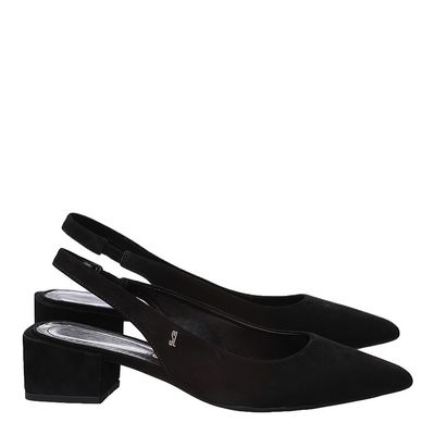 Scarpin Acamurçado Salto Baixo Preto