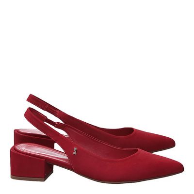 Scarpin Acamurçado Salto Baixo Vermelho