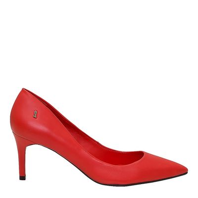 Scarpin Couro Salto Médio Vermelho