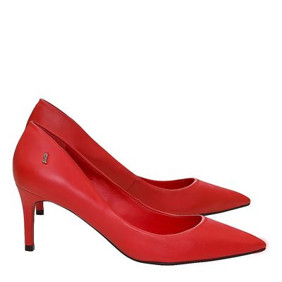 Scarpin Couro Salto Médio Vermelho