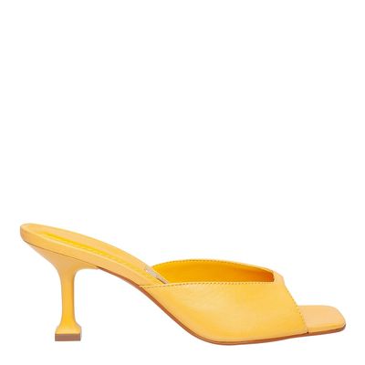 Mule Couro Recorte Amarelo