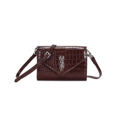 Carteira Alca Material Croco Dark Cocoa