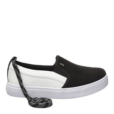 Tênis Slip On Cadarço Preto e Branco