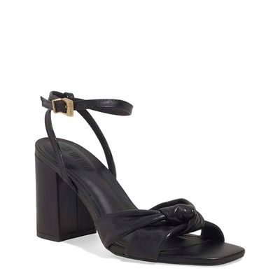 Sandália Couro Pretosalto Grosso Tiras Nó