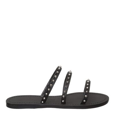 Rasteira Tiras Spikes Preta