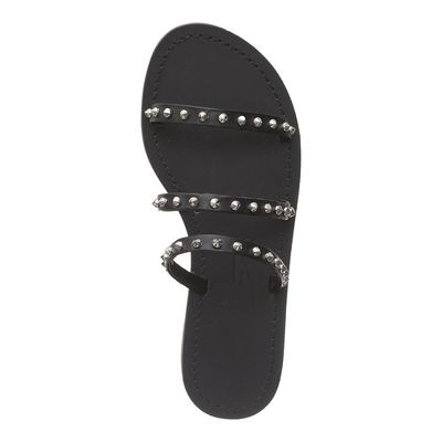 Rasteira Tiras Spikes Preta