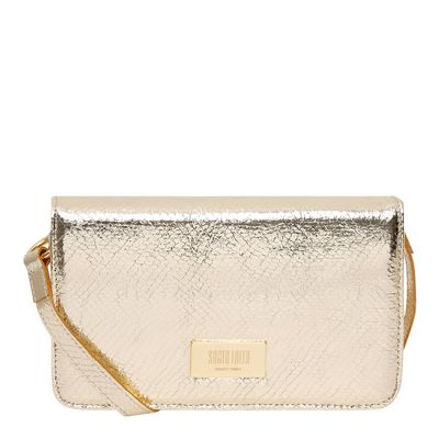 Bolsa Couro Couro Cobra Metalizada Dourado