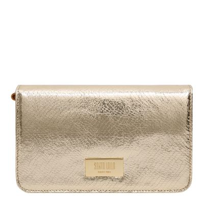 Bolsa Couro Couro Cobra Metalizada Dourado