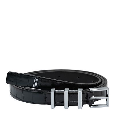 Cinto Couro Croco Alto Brilho Preto