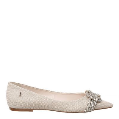 Sapatilha Tecido Strass Off White