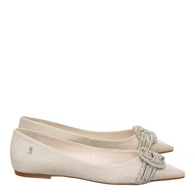 Sapatilha Tecido Strass Off White