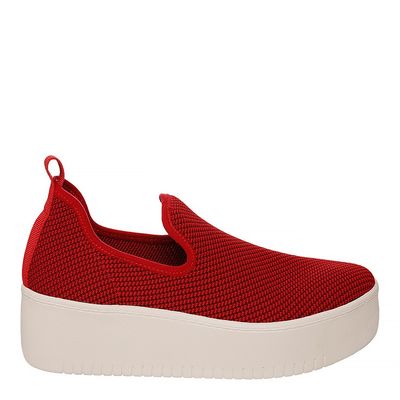 Tênis Slip On Knit Sola Alta Vermelho