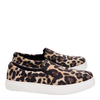 Tênis Slip On Aveludado Animal Print