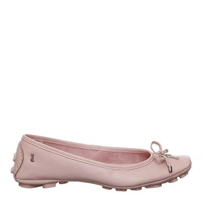 Mocassim Couro Laço Rosa