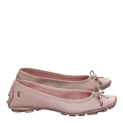 Mocassim Couro Laço Rosa