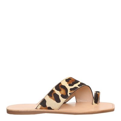 Rasteira Pelo Bico Quadrado Animal Print