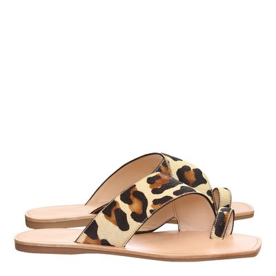Rasteira Pelo Bico Quadrado Animal Print