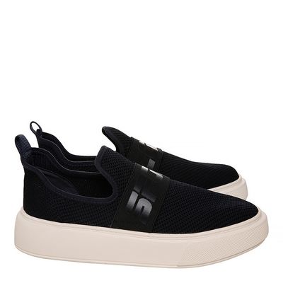 Tênis Slip On Knit Flatform Azul Marinho